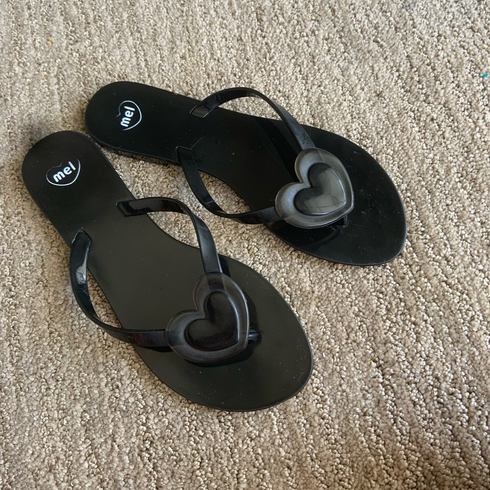 ME Makeover Essentials Black Sandals with Heart Detail